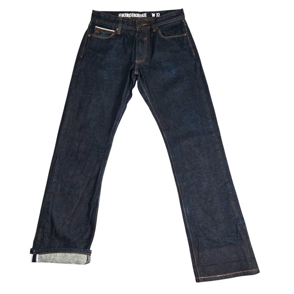 Grindhouse Selvedged Denim Jeans Mens 32x32 (30x32) Dark‎ Wash Grunge Blue